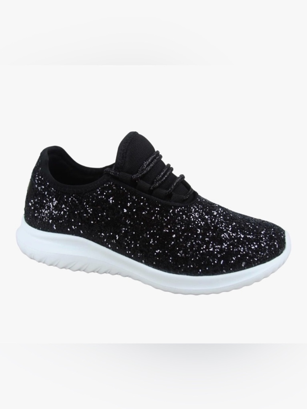 Black Glitter Lace-Up Women's Sneakers
